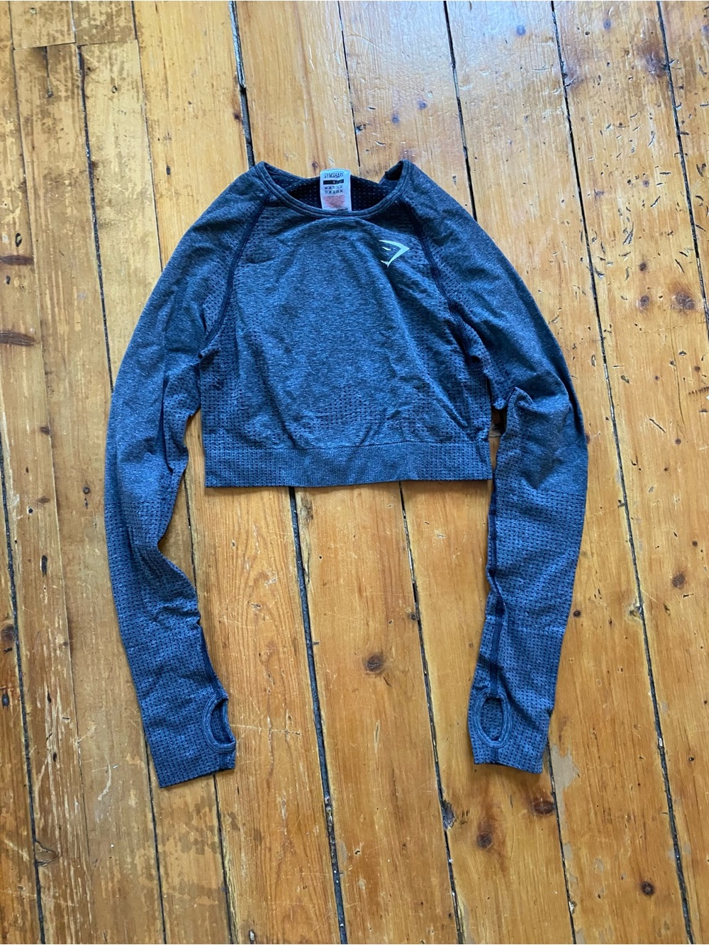 Gymshark Seamless Cropped Long-Sleeve Top- Blue Mark